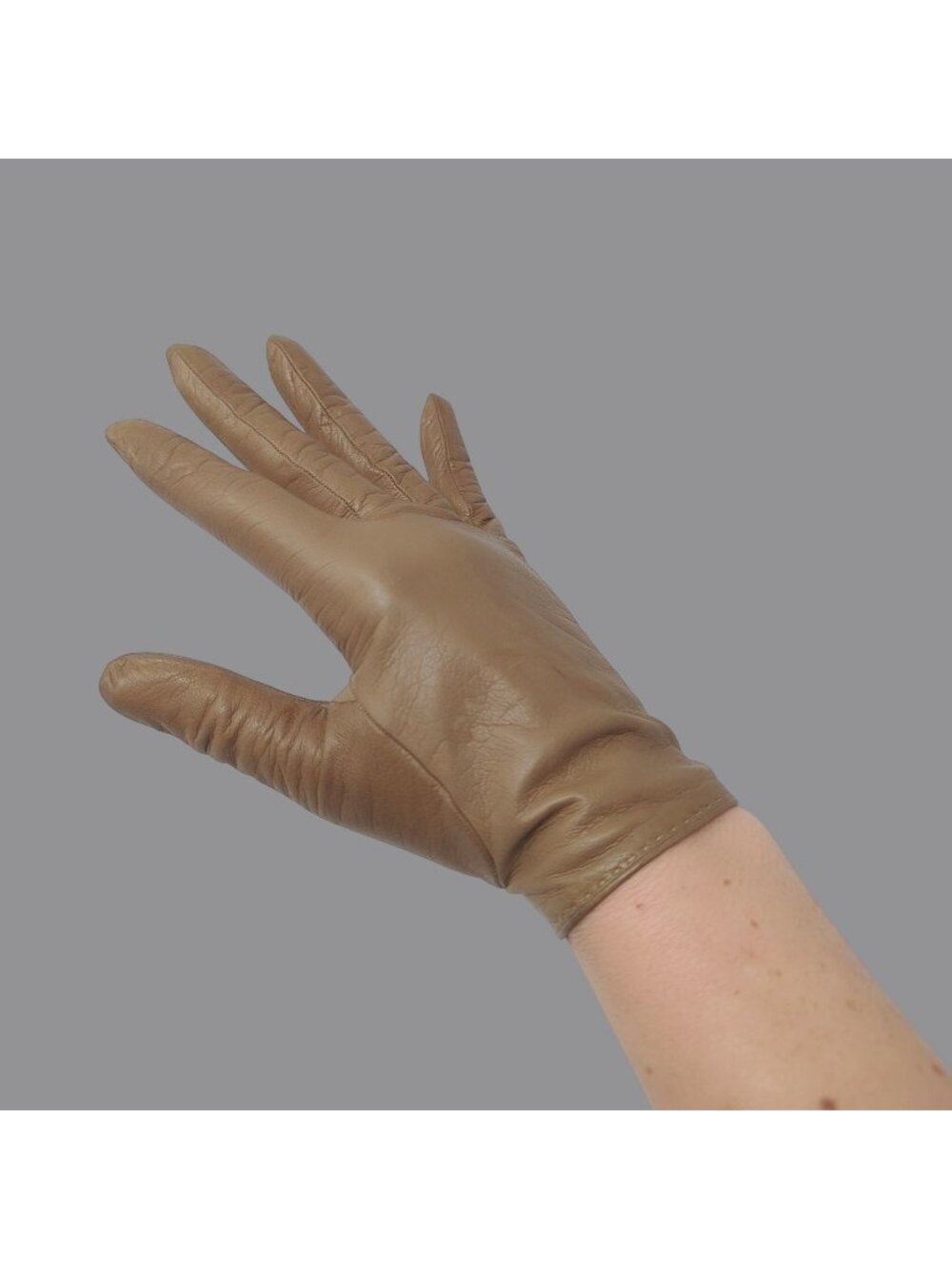 Vintage 60s Lionel Le Grand Tan Gloves 7 Leather Wrist Neiman Marcus